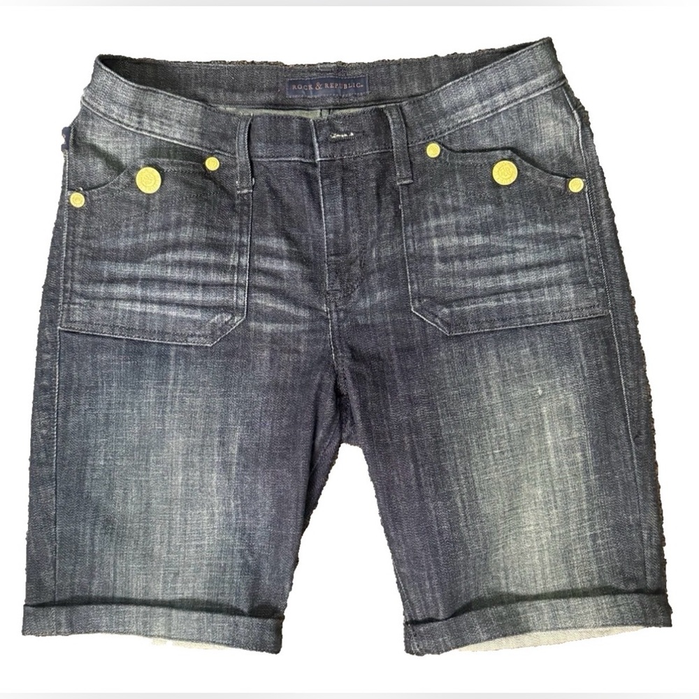 Rock and Republic Women's Scorpion Bermuda Shorts Sailor Button Detail Size 10 M